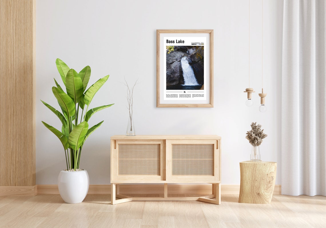 Bass Lake Print Bass Lake Poster Bass Lake Wall Art Minimal Travel Print Minimal City Poster Travel Destination Oil Painting Poster - Image 3