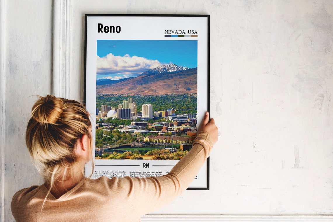 Reno Print Reno Poster Reno Wall Art Oil Painting Poster Colorful City Print City Artwork Travel Artwork Travel Wall Art City Print - Image 4