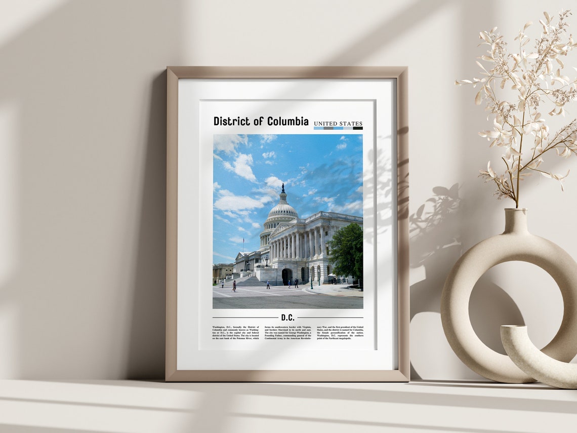 District Of Columbia Poster District Of Columbia Print District Of Columbia Wall Art Minimal Travel Print Oil Painting Poster - Image 2