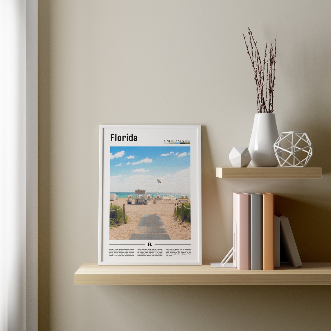 Florida Poster Florida Print Florida Wall Art Minimal Travel Print Minimal City Poster Travel Destination Oil Painting Poster - Image 2