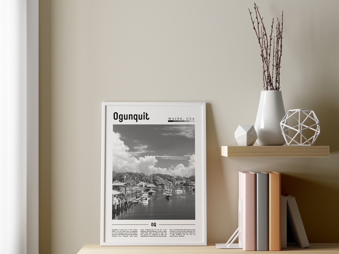 Ogunquit Minimal Travel Poster, Black And White - Image 3