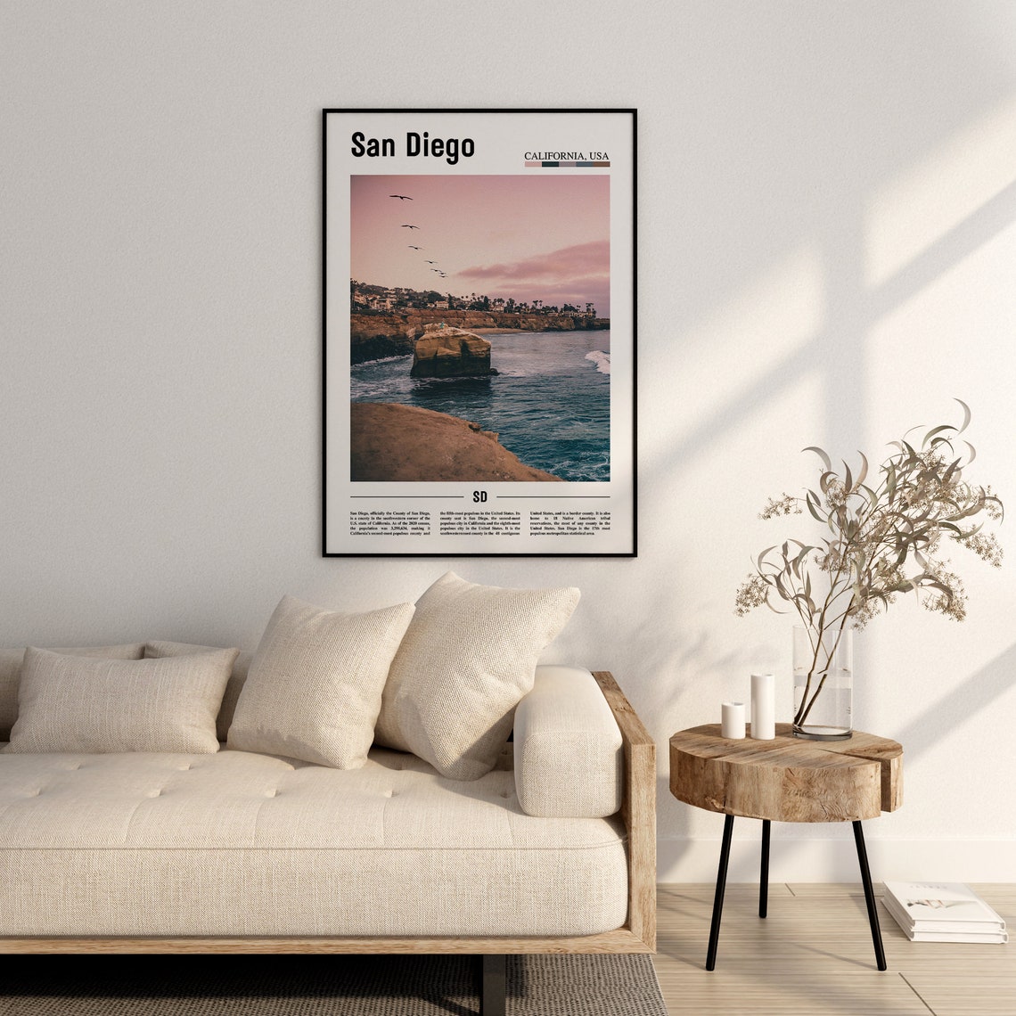 San Diego Print San Diego Poster San Diego Wall Art Minimal Travel Print Minimal City Poster Travel Destination Oil Painting Poster - Image 2