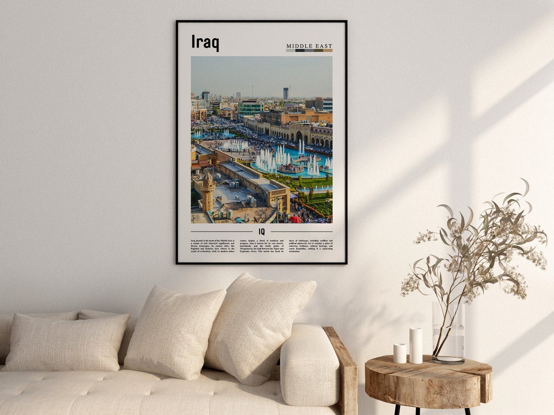 Iraq Poster Iraq Print Iraq Wall Art Minimal Travel Print Travel Destination Oil Painting Poster - Image 2
