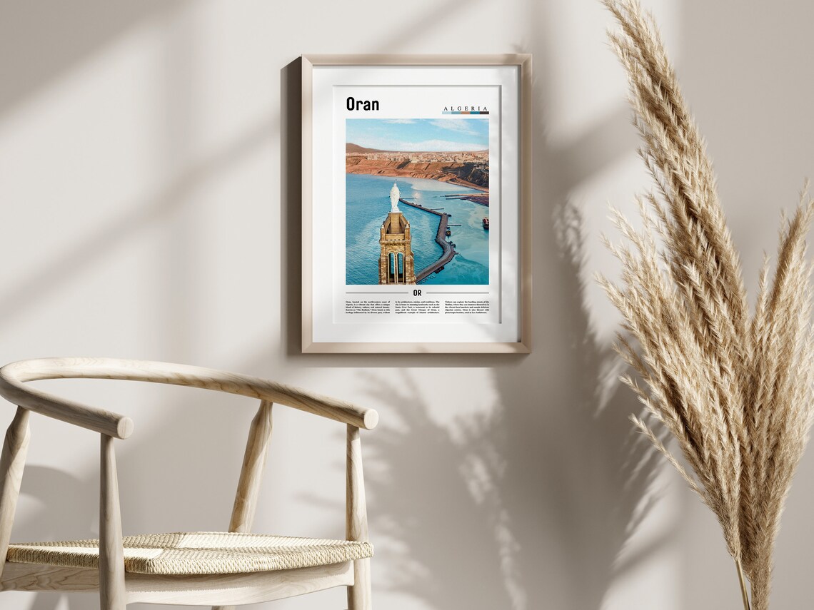Oran Poster Oran Print Oran Wall Art Minimal Travel Print Travel Destination Oil Painting Poster - Image 2