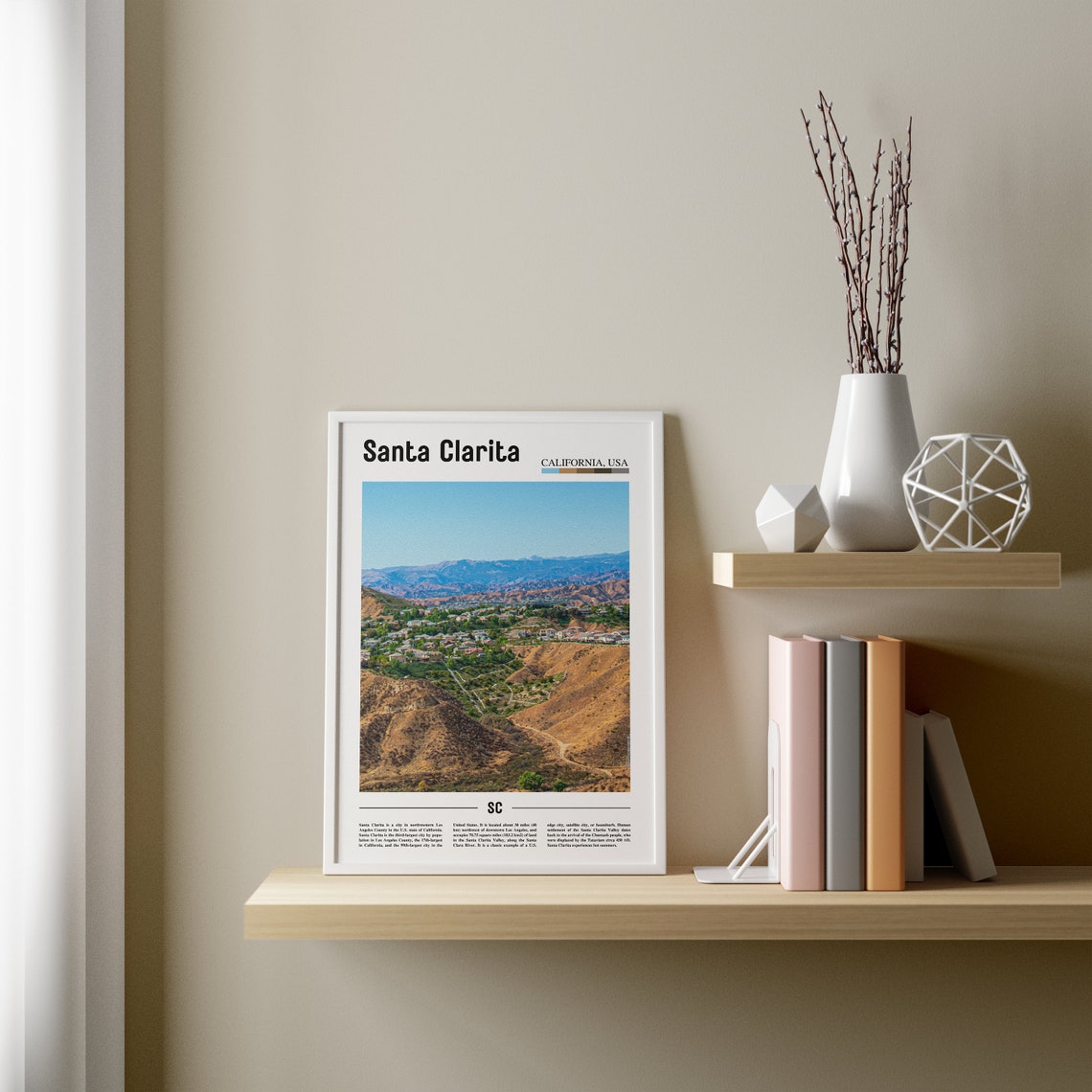 Santa Clarita Print Santa Clarita Poster Santa Clarita Wall Art Minimal Travel Print Minimal City Poster Destination Oil Painting Poster - Image 3