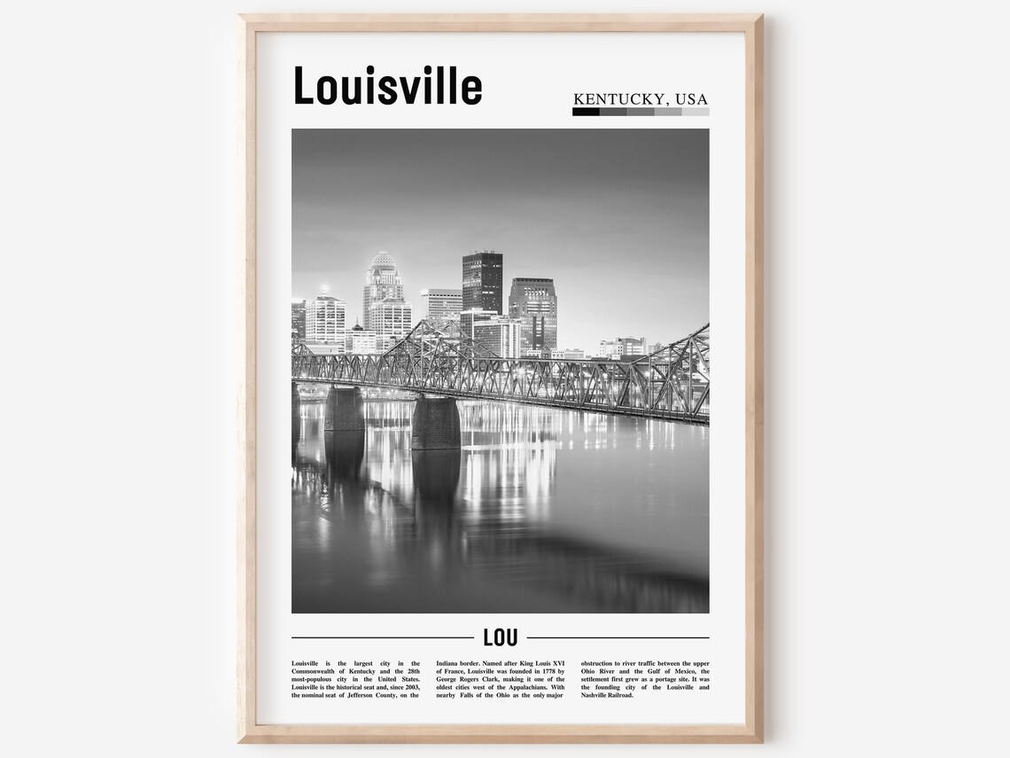 Louisville Black And White Travel Poster