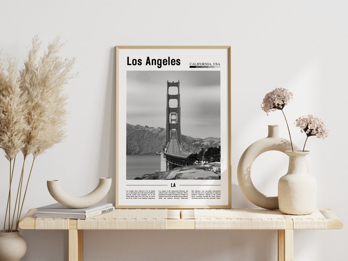 Los Angeles Poster Black And White Los Angeles Print Black And White Los Angeles Wall Art Minimal Travel Print Travel Poster - Image 6