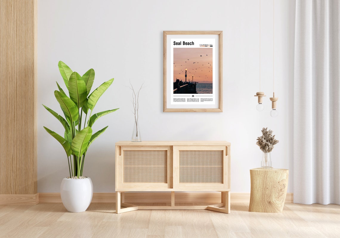 Seal Beach Print Seal Beach Poster Seal Beach Wall Art Minimal Travel Print Minimal City Poster Travel Destination Oil Painting Poster - Image 4