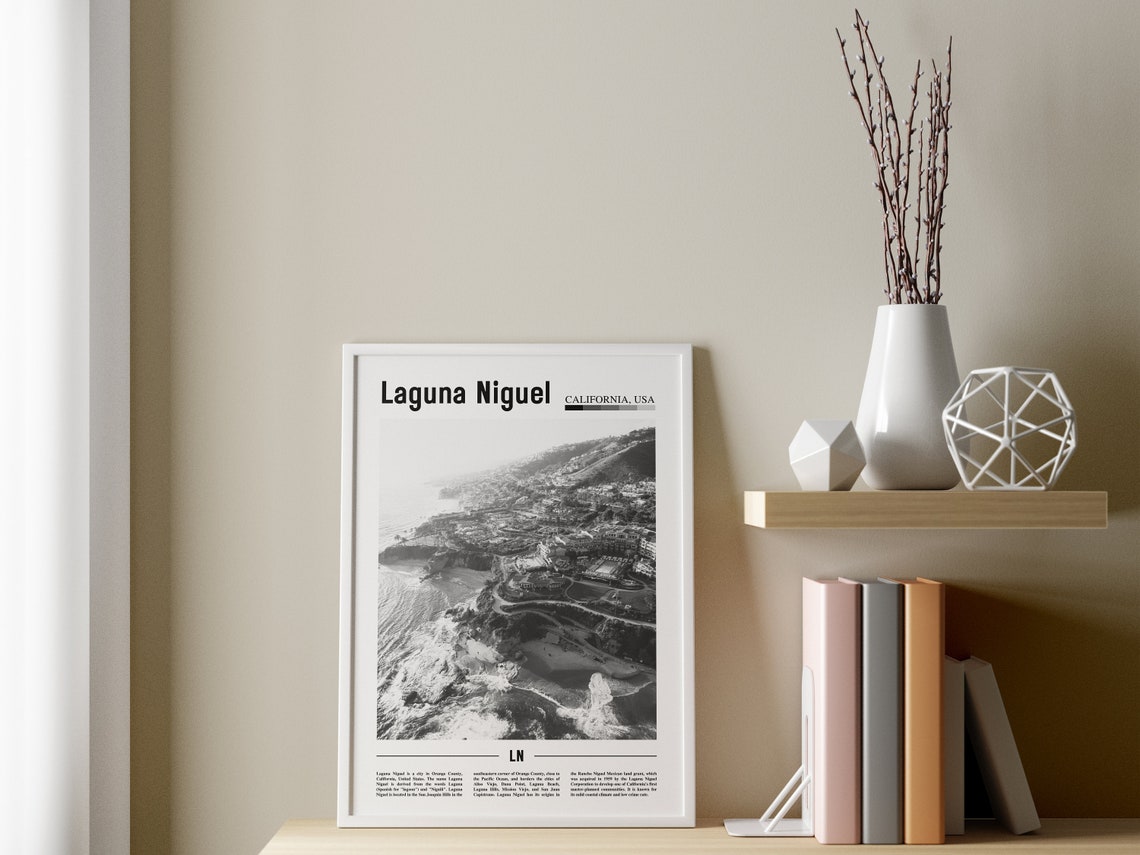 Laguna Niguel Poster Black And White Laguna Niguel Print Black And White Laguna Niguel Wall Art Minimal Travel Print Travel Poster - Image 3