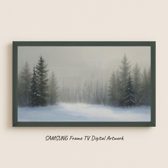 Winter Morning Mist Over Snowy Pine Forest Peaceful Landscape Poster