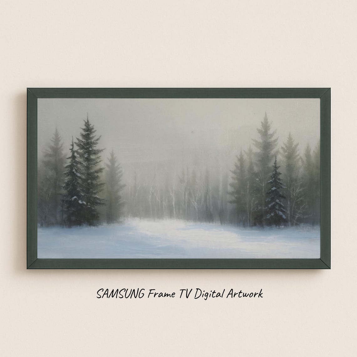 Winter Morning Mist Over Snowy Pine Forest Peaceful Landscape Poster