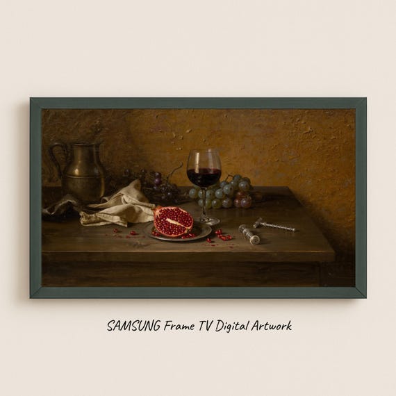 Samsung Frame Tv Art Pomegranate And Wine Old Masters Still Life