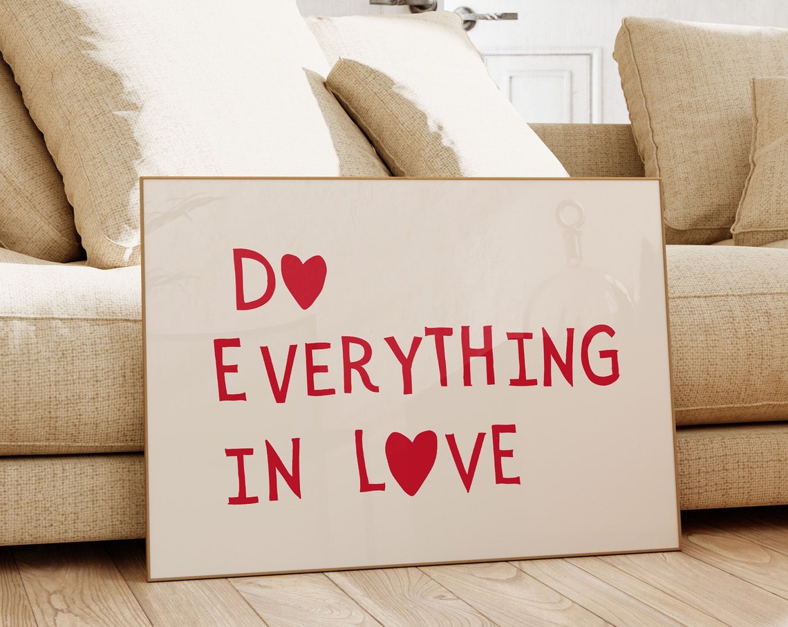 Do Everything In Love Red Landscape Christian Scripture Decor Poster