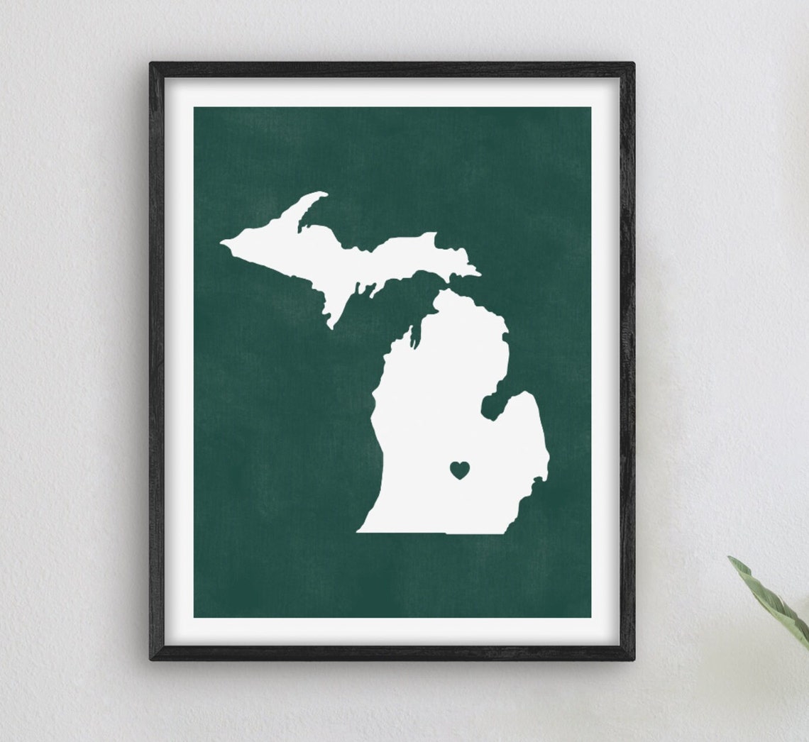 Michigan State Outline Map Forest Green Graduation Gift Poster