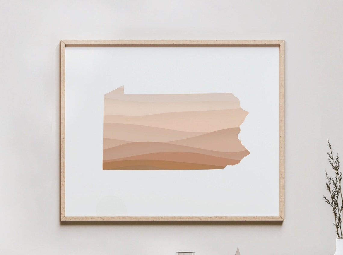 Pennsylvania Boho Wall Art Mid Century Modern Minimal Decor Print And Map