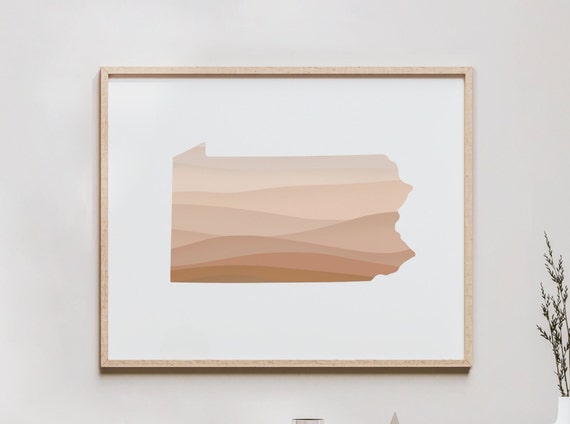 Pennsylvania Boho Wall Art Mid Century Modern Minimal Decor Print And Map