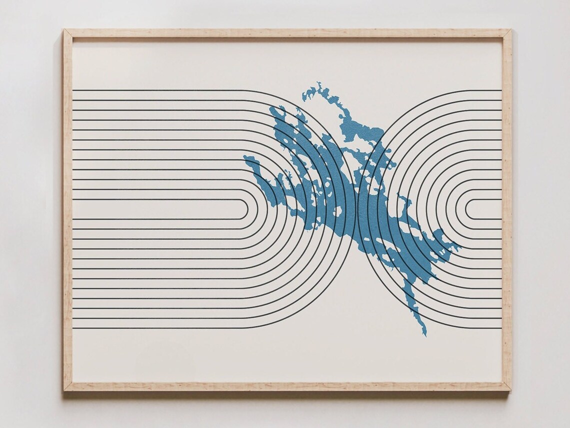 Lake Winnipesaukee Mid Century Modern Art Print