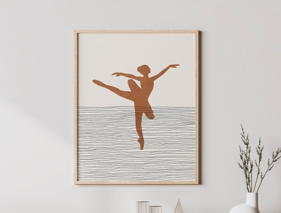 Boho Ballerina Print Wall Art Decor Minimalist Poster Ballet Illustration Dancer