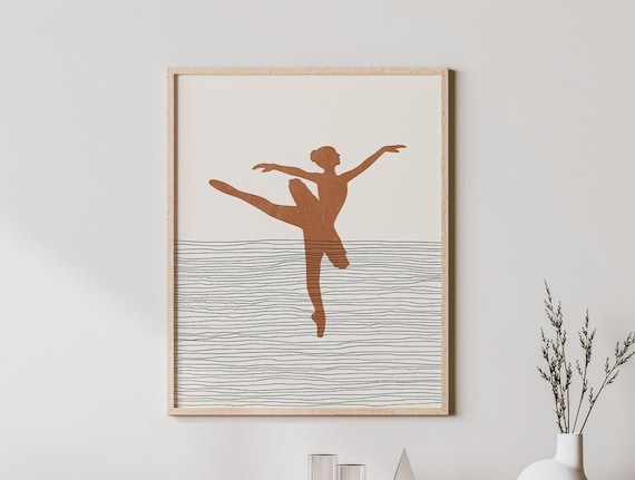 Minimalist Terracotta Ballerina Silhouette Dance Pose Art Poster