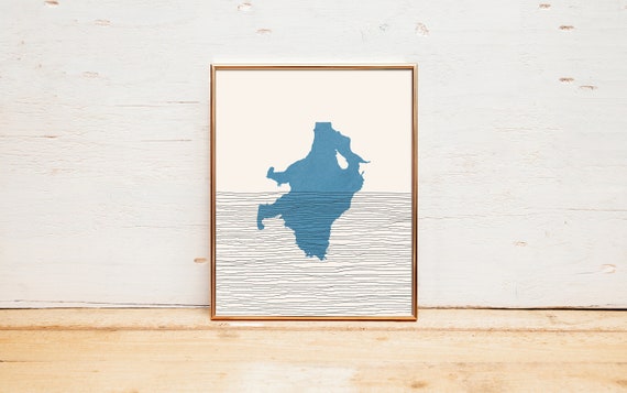 Chew Valley Lake Art England Boho Travel Poster Minimalist Print Map Artwork