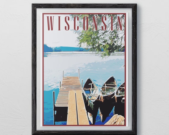 Wisconsin Vintage Style Travel Poster Art Print