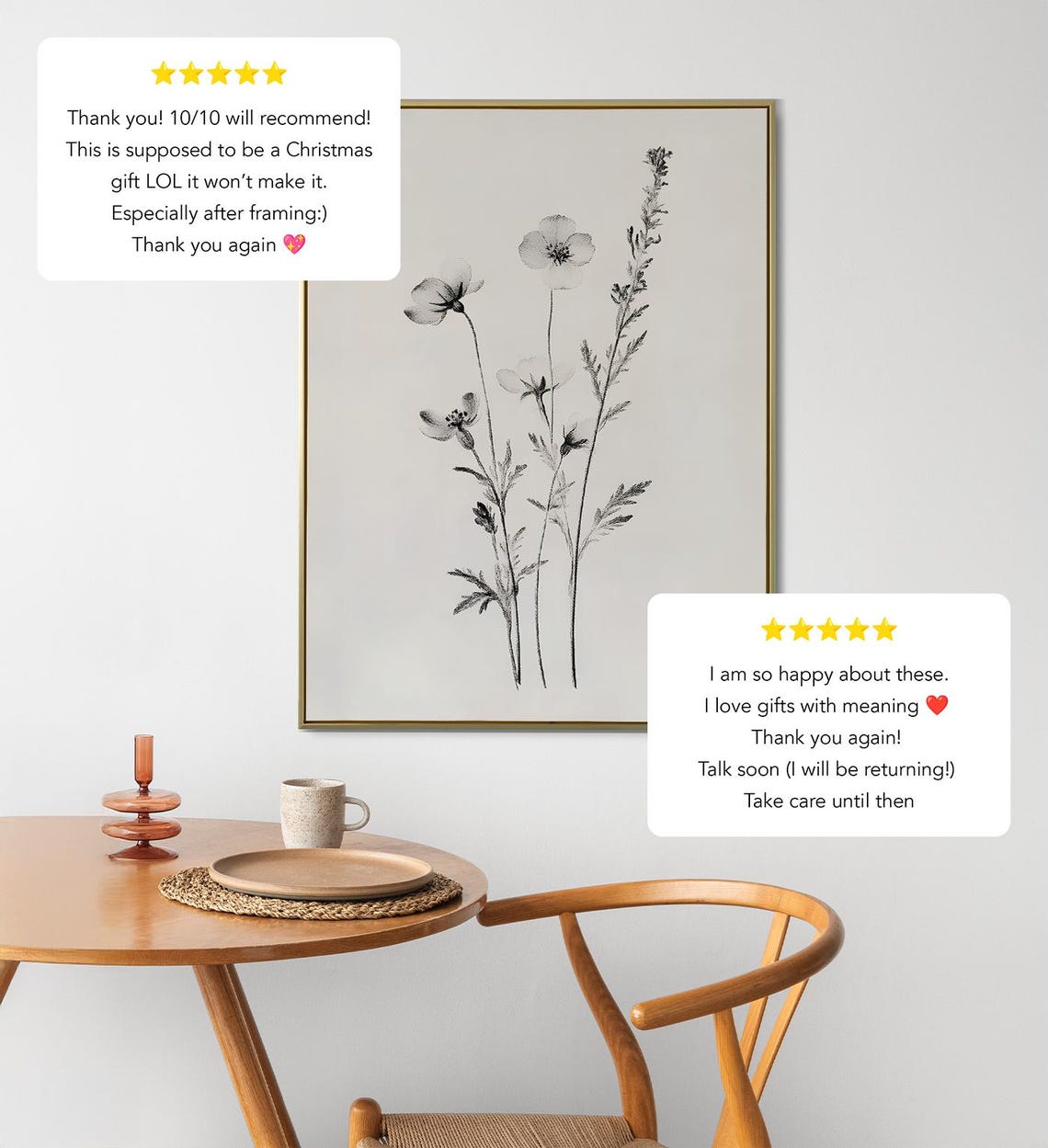 Black And White Botanical Wildflower Sketch Minimalist Art Print - Image 2