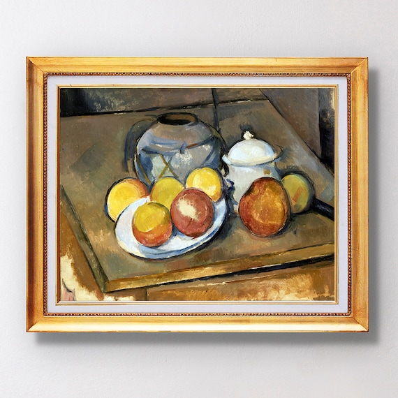 Paul Cezanne Straw Trimmed Vase Sugar Bowl And Apples 1893 Fine Art Glice Sku 0255