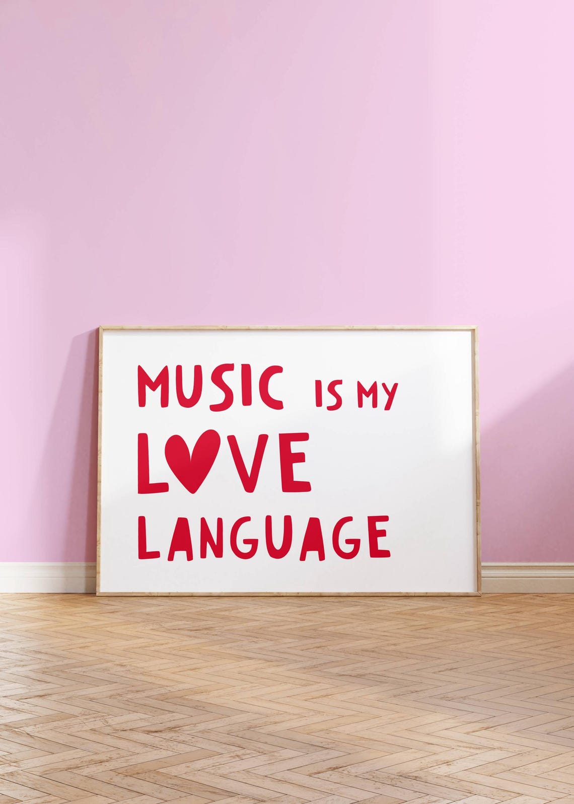 Music Is My Love Language Red Hand Lettered Typography Quote Poster - Image 5