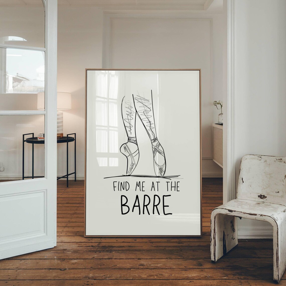 Find Me At The Barre Pointe Shoes Line Art Ballet Dancer Poster - Image 3