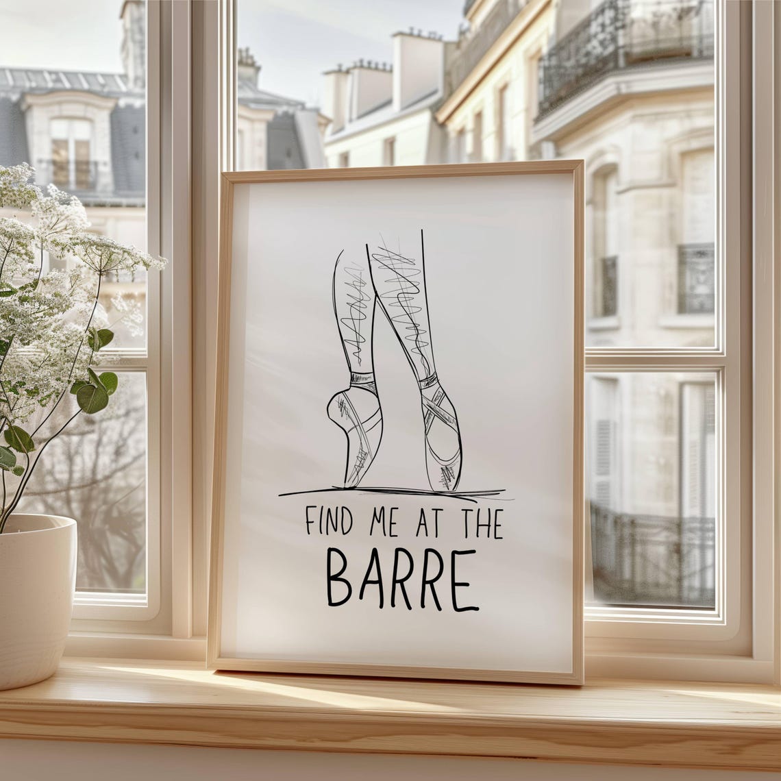 Find Me At The Barre Pointe Shoes Line Art Ballet Dancer Poster - Image 2