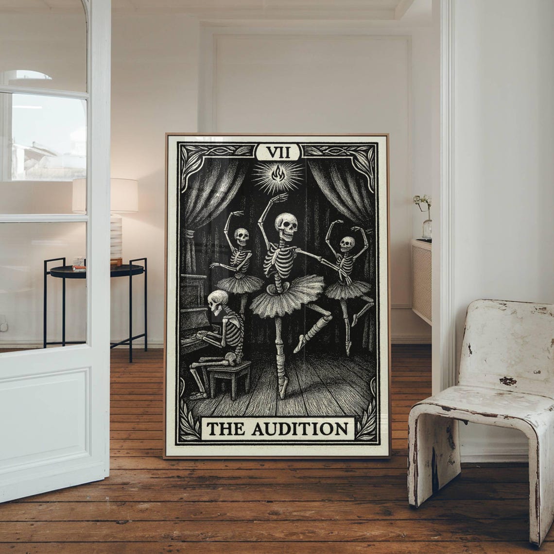 Funny Ballerina Tarot Card Wall Art Halloween Drama Class Poster Spooky Season Dance Studio Decor Gothic Dancing Skeleton Print - Image 3