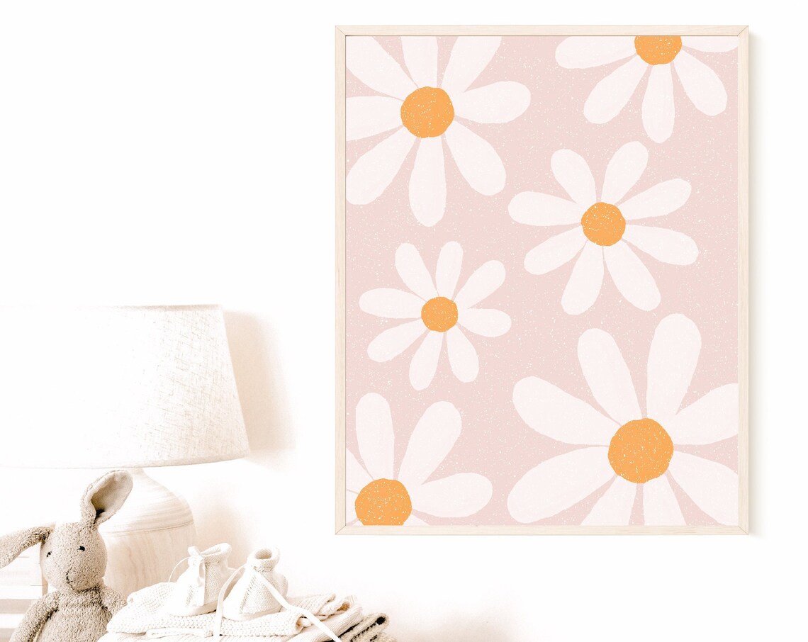 Daisy Boho Nursery Wall Art, Spring Flower Poster