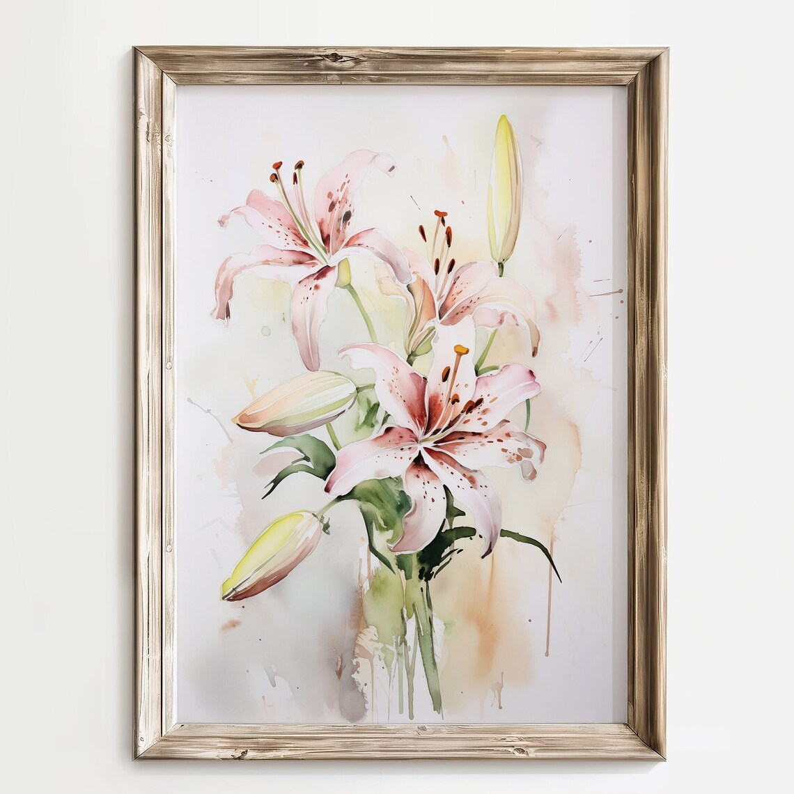 Watercolor Lily Flower Art Print, Botanical Floral