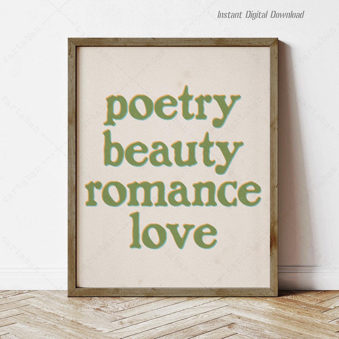 Poetry Beauty Romance Love Dead Poets Society Green Retro Quote Poster