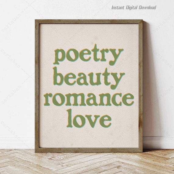 Poetry Beauty Romance Love Dead Poets Society Green Retro Quote Poster
