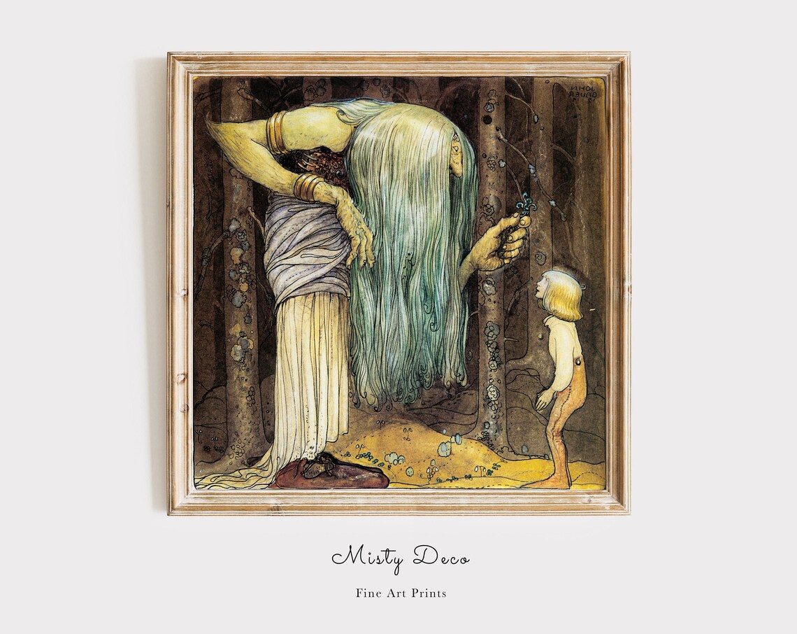 Vintage Fairytale Witch Art by John Bauer
