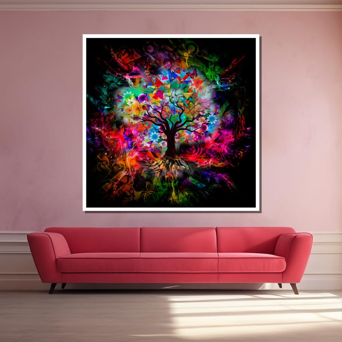 Colorful Tree Of Life Art Abstract Nature Wall Decor Vibrant Living Room Statement Piece - Image 3