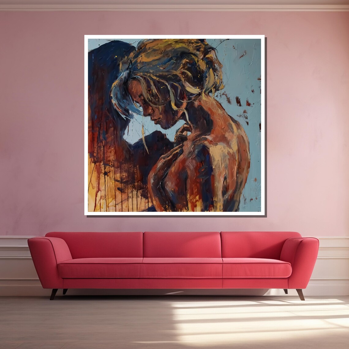 Emotional Woman Bowed Head Warm Tones Poster for Bedroom Decor - Image 3