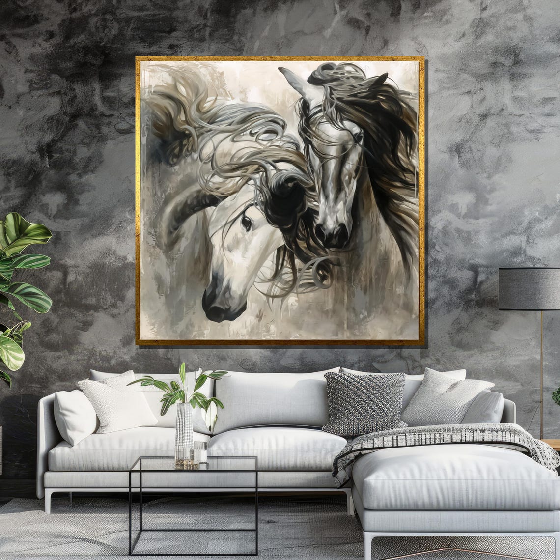 Two Horses Galloping Black and White Poster for Equestrian Decor - Image 6