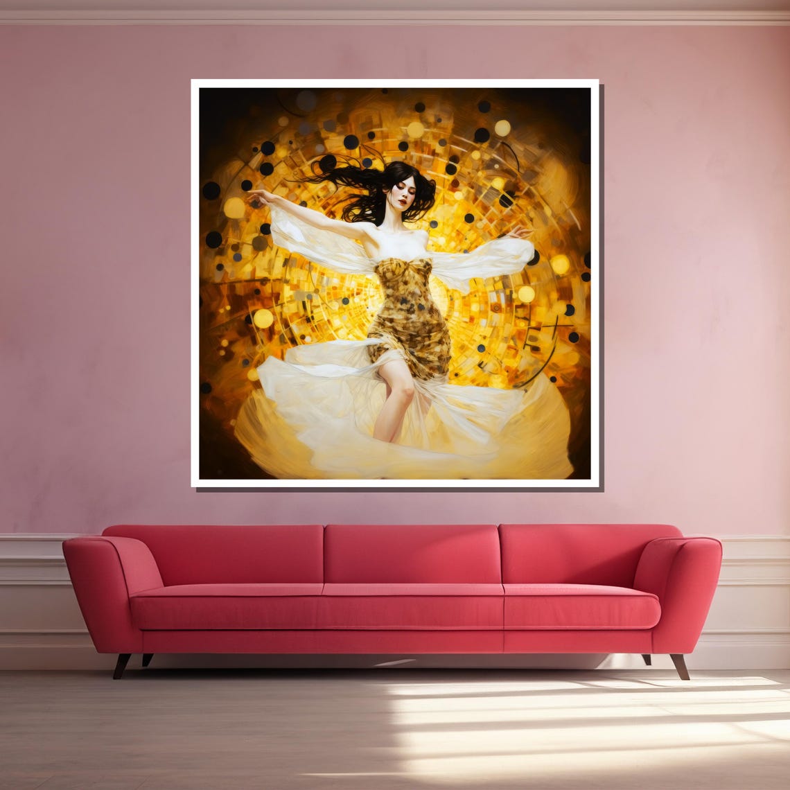 Golden Flowing Dancer Modern Abstract Art Elegant Wall Decor For Living Room Or Office Ready To Hang - Image 3