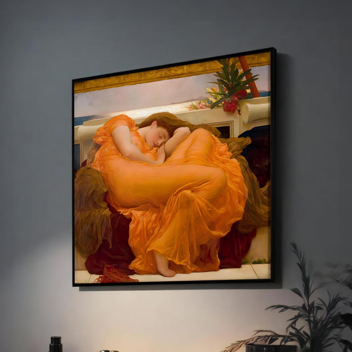 Frederic Leighton Flaming June Sleeping Lady Classic Art Poster