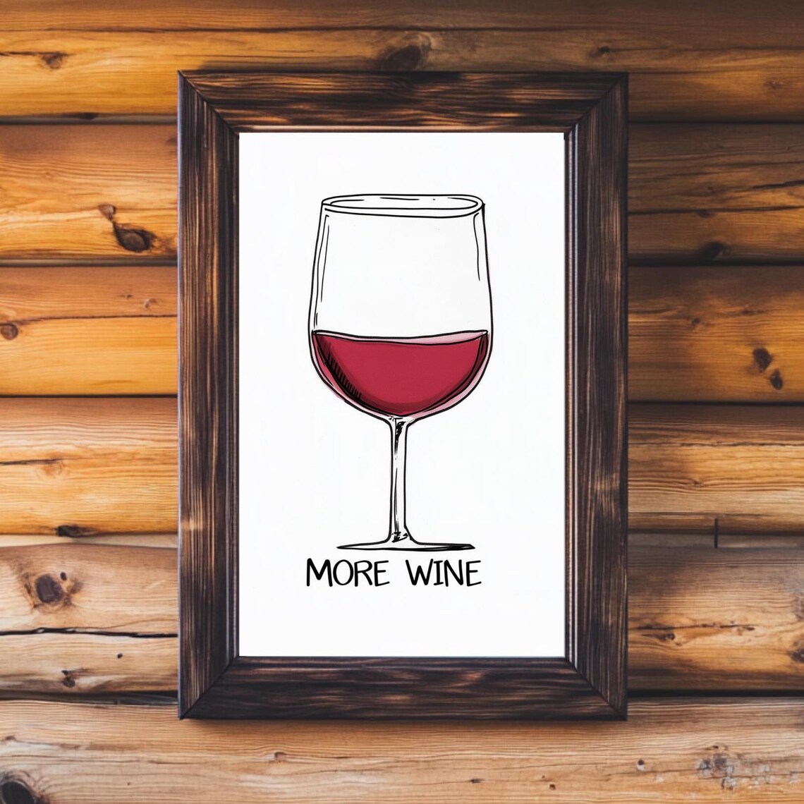 More Wine Glass Sketch Funny Bar Quote Minimalist Kitchen Poster - Image 4