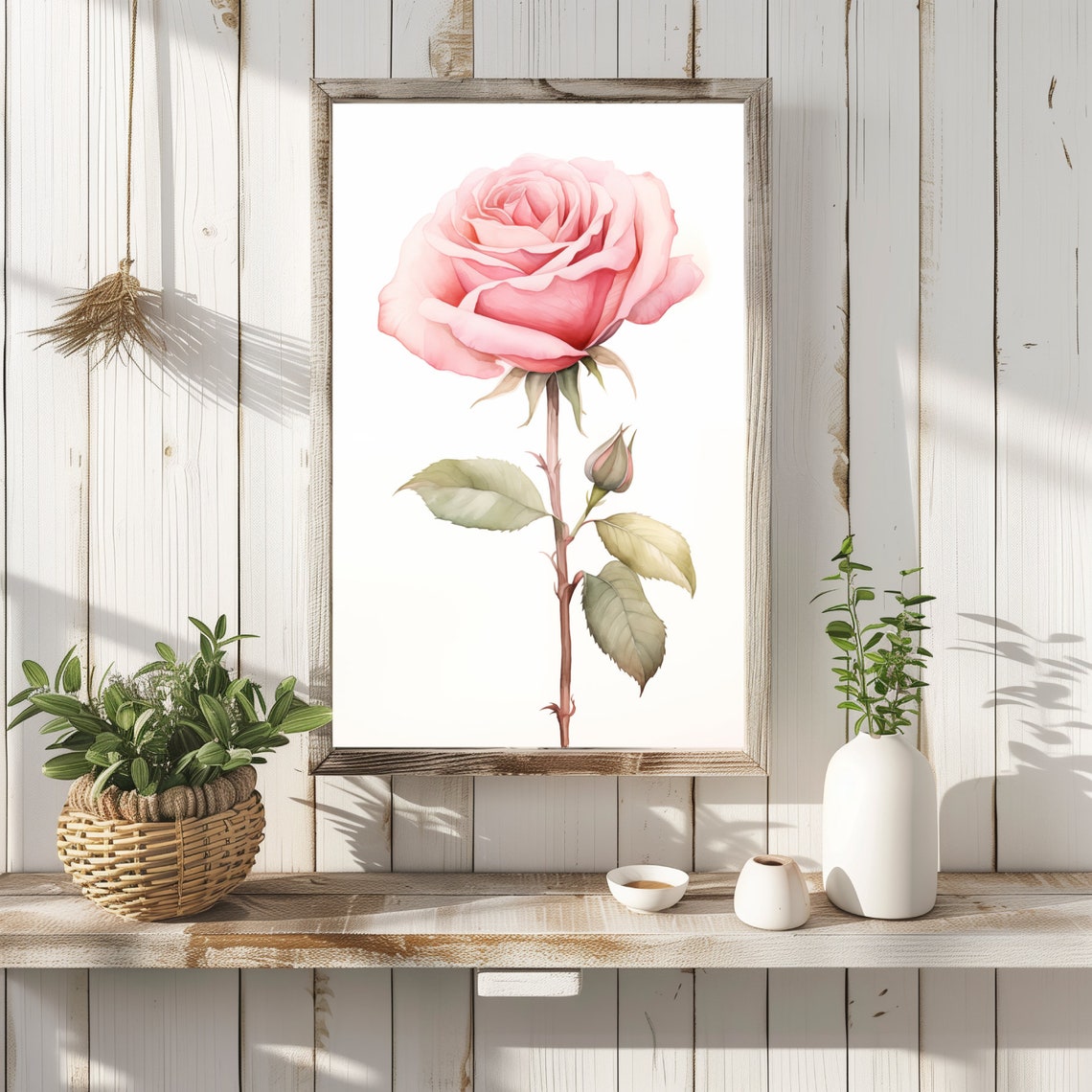 Rose Watercolor Wall Art Watercolor Rose Pink Rose Watercolor Pink Rose Painting Floral Watercolor Rose Wall Art Blush Pink - Image 5