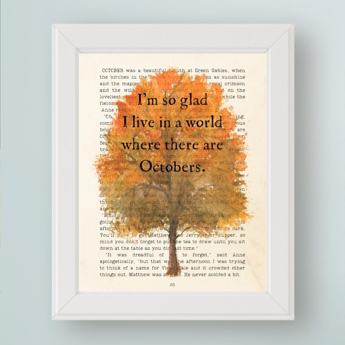 Anne Of Green Gables October Quote Autumn Watercolor Art Print