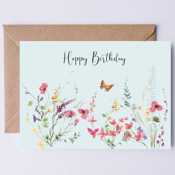 Wildflower Birthday Card Gardener Birthday Card Nature Lover Birthday Card Mother Wife Grandmother Sister