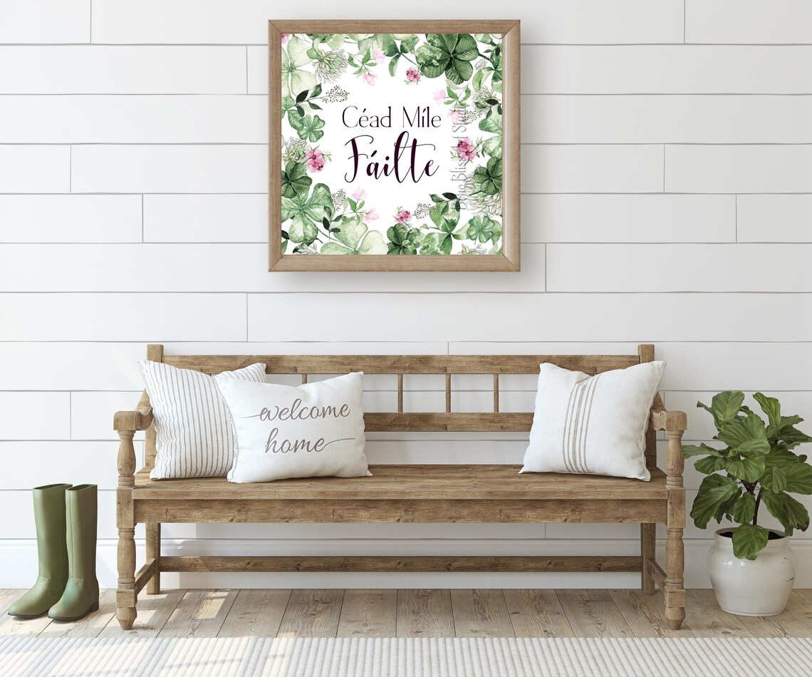 Céad Míle Fáilte Irish Welcome Shamrock Art Print - Image 2