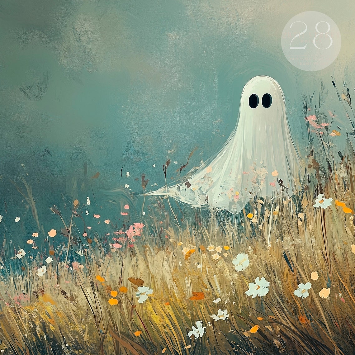 Halloween Frame Tv Art Pastel Halloween Cute Ghosts Wildflower Frame Tv Art Ghost Frame Tv Art Frame Tv Art - Image 3