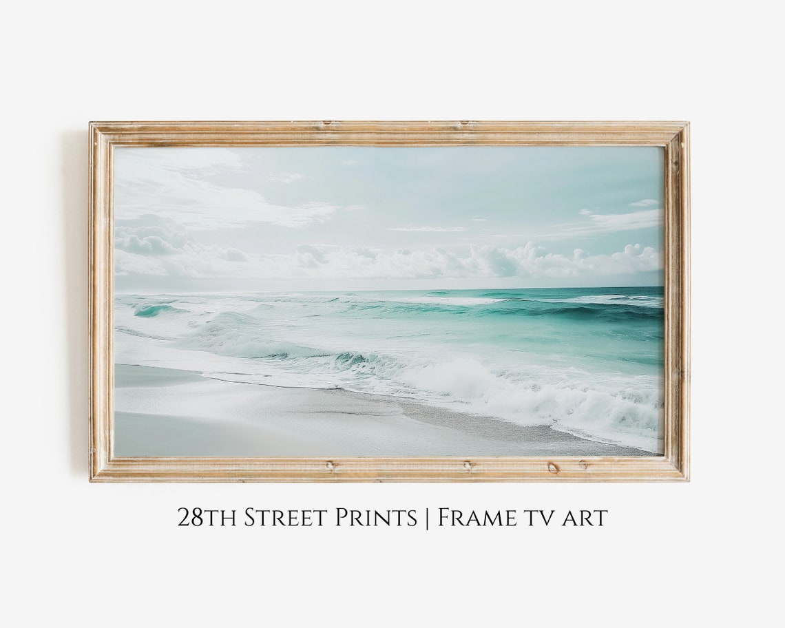 Turquoise Ocean Waves White Sand Beach Aerial Coastal Summer Poster