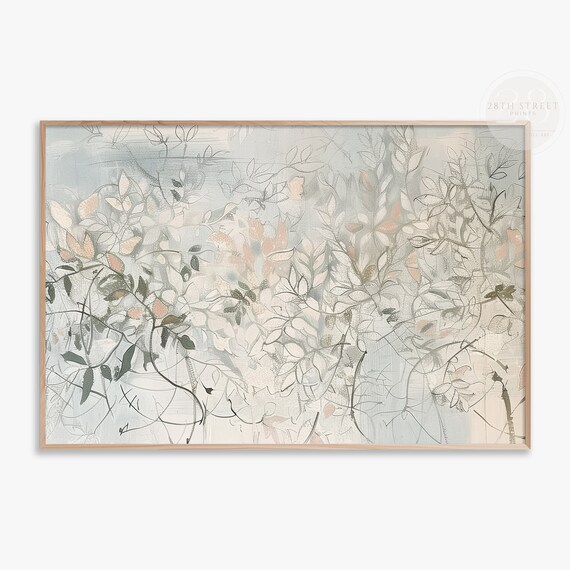 Vintage Botanical Dancing Vines Line Art Neutral Minimalist Poster