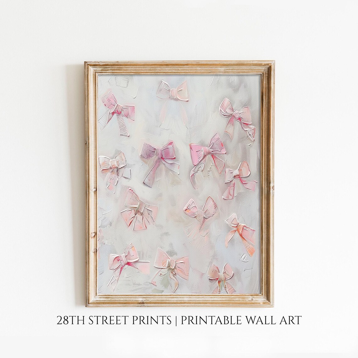 Pink Bow Art Vertical Print, Coquette Nursery Decor